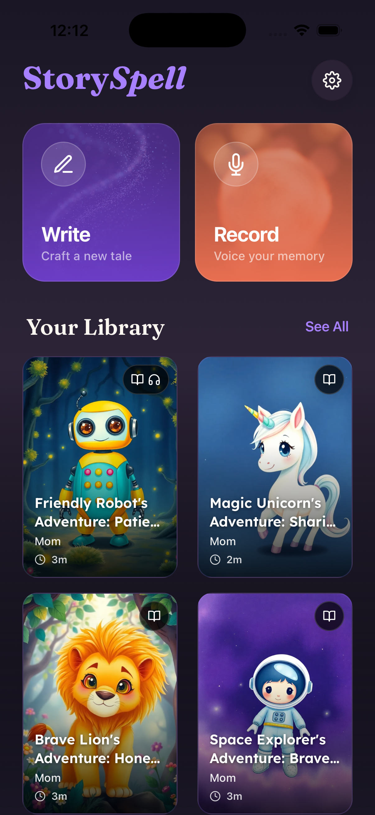 StorySpell App Dashboard